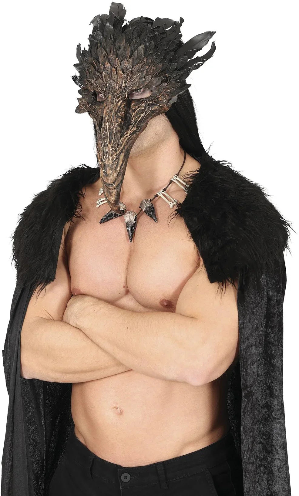 Máscara de Demonio con Pico y Plumas Máscaras Halloween Guirca